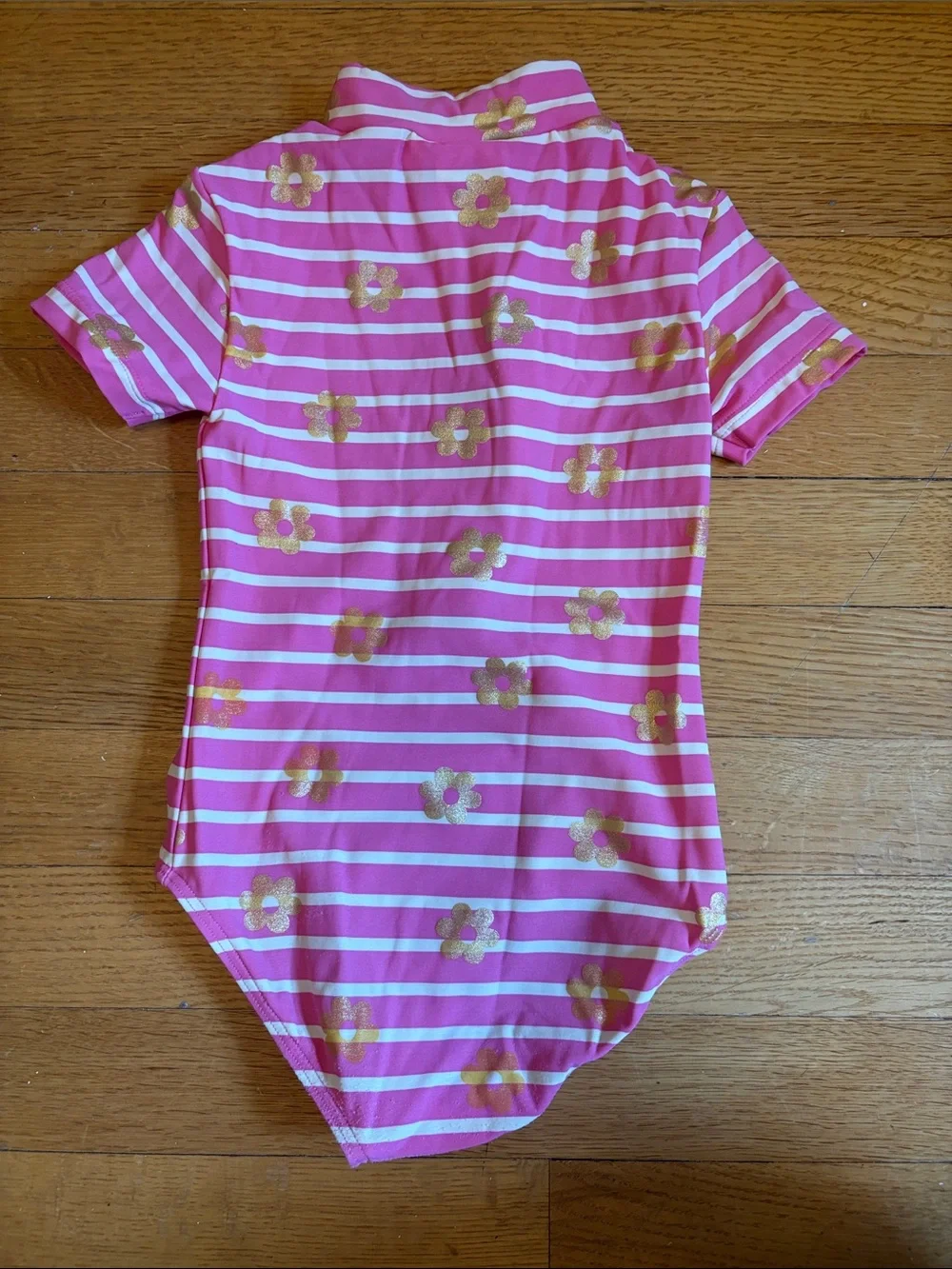 3-4 years Boden Rashguard One-Piece with Gold Flower Print